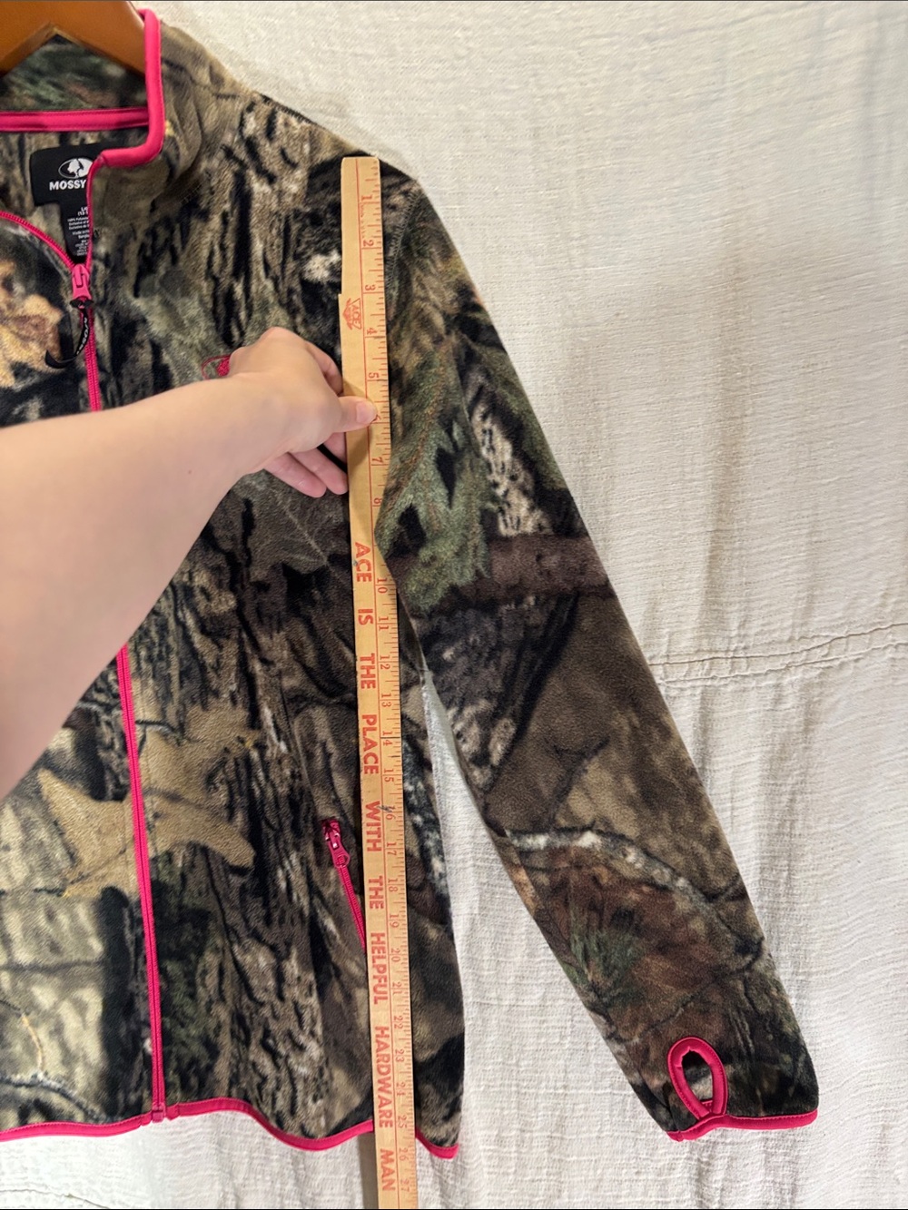 Mossy Oak Women's Camo Fleece Jacket Pink TrimFull Zip Size L EUC - Picture 6 of 10
